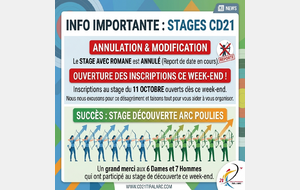📣 INFO IMPORTANTE : MODIFICATIONS DE STAGES ET OUVERTURE DES INSCRIPTIONS !